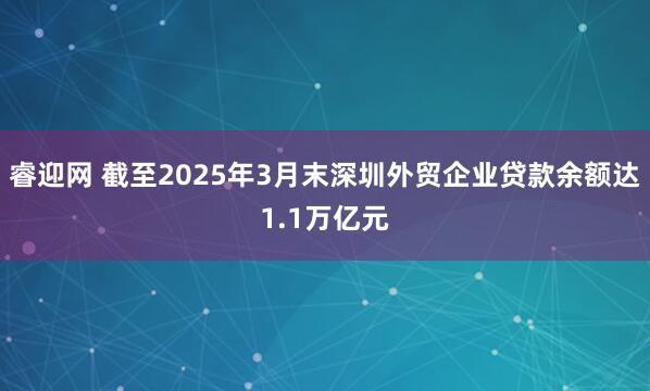 睿迎网 截至2025年3月末深圳外贸企业贷款余额达1.1万亿元